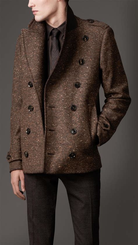 second hand burberry coat mens|Burberry wool pea coats men's.